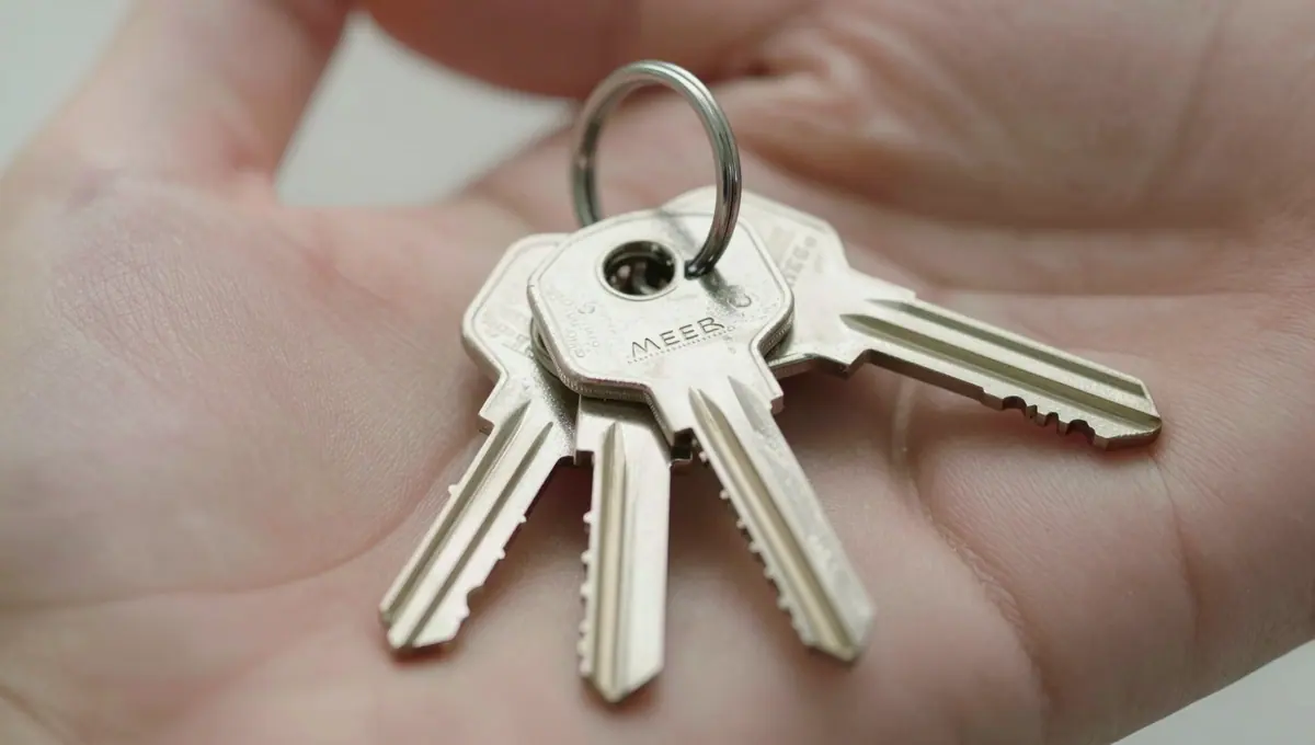Schlüsselbund mit drei Schlüsseln in einer Hand
