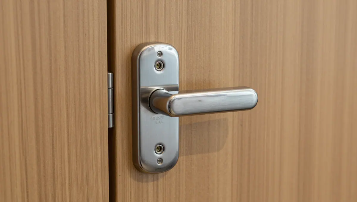 Türdrücker mit Zylinderabdeckung auf einer Holztür
